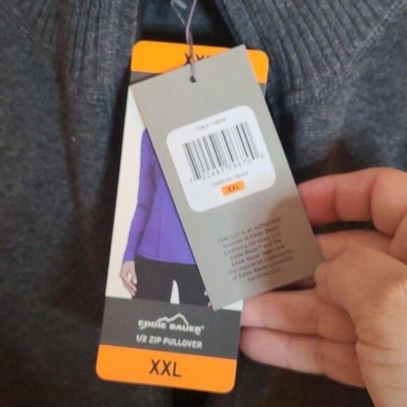 Eddie Bauer soft grey knit breathable 1/2 zip pullover sweater NWT sz XXL NWT - Picture 4 of 10